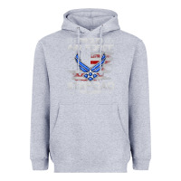 Heather Grey proud air force step dad veteran vintage flag veterans day t shirt Heavyweight Hoodie - FloraArt