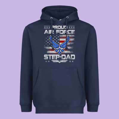 Proud Air Force Step Dad Veteran Vintage Flag Veterans Day T Shirt Heavyweight Hoodie Designed By Floraart