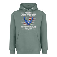 Sage proud air force step dad veteran vintage flag veterans day t shirt Heavyweight Hoodie - FloraArt