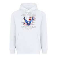White proud air force step dad veteran vintage flag veterans day t shirt Heavyweight Hoodie - FloraArt