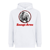 White Savage Arms Heavyweight Hoodie - FloraArt