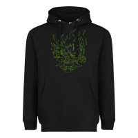 Black Cyberpunk samurai Neon Green Heavyweight Hoodie - FloraArt