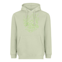Matcha Cyberpunk samurai Neon Green Heavyweight Hoodie - FloraArt