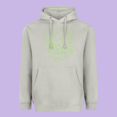 Cyberpunk Samurai Neon Green Heavyweight Hoodie Designed By Floraart