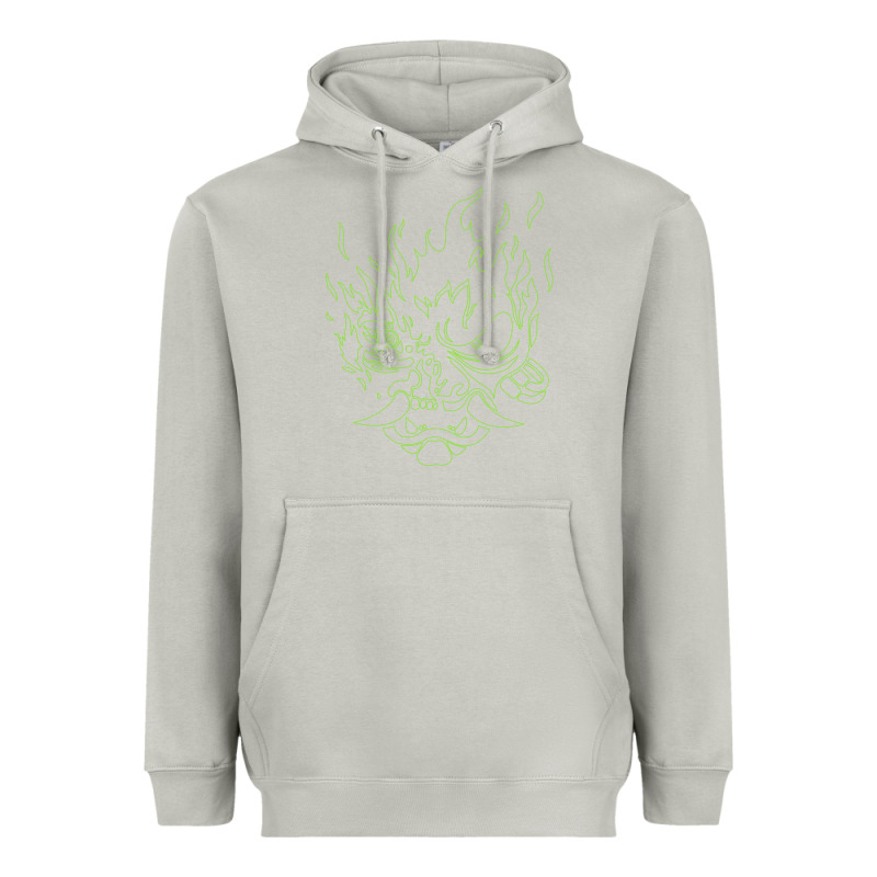 Cyberpunk Samurai Neon Green Heavyweight Hoodie by FloraArt | Teevron