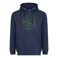 Navy Cyberpunk samurai Neon Green Heavyweight Hoodie - FloraArt