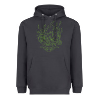 Smoke Cyberpunk samurai Neon Green Heavyweight Hoodie - FloraArt
