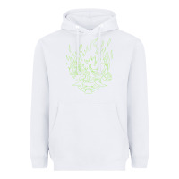White Cyberpunk samurai Neon Green Heavyweight Hoodie - FloraArt