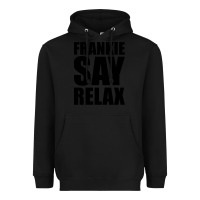 Black Frankie Say Relax Essential Heavyweight Hoodie - FloraArt