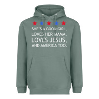 Sage she's a good girl, she's loves her mama, loves jesus t shirt Heavyweight Hoodie - FloraArt