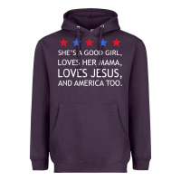 Plum she's a good girl, she's loves her mama, loves jesus t shirt Heavyweight Hoodie - FloraArt