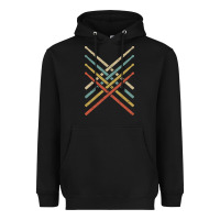 Black retro vintage drummer tshirt 70s 80s distressed drum sticks long sleev Heavyweight Hoodie - FloraArt