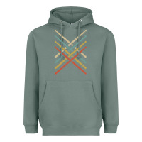 Sage retro vintage drummer tshirt 70s 80s distressed drum sticks long sleev Heavyweight Hoodie - FloraArt
