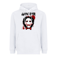 White Billy Puppet Saw Jigsaw Inspired Heavyweight Hoodie - FloraArt