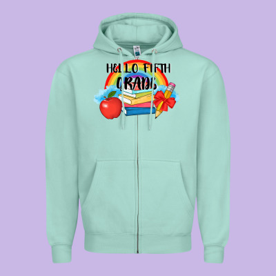 Back To School Hello Fifth Grade 3200x2400 Zipper Hoodie Designed By Adodesignshop