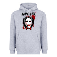 Heather Grey Billy Puppet Saw Jigsaw Inspired Heavyweight Hoodie - FloraArt