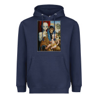 Navy alien chimp baby religion conspiracy poster Heavyweight Hoodie - FloraArt