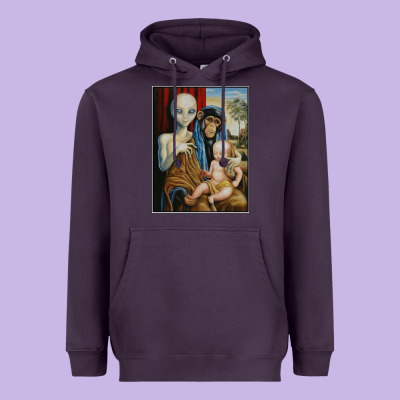 Alien Chimp Baby Religion Conspiracy Poster Heavyweight Hoodie Designed By Floraart