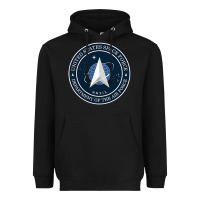 Black Official United States Space Force USSF Military Patch Heavyweight Hoodie - FloraArt