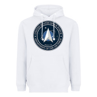 White Official United States Space Force USSF Military Patch Heavyweight Hoodie - FloraArt