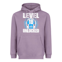 Lavender Level 18 Unlocked Birthday 18 Years Gamer Premium T Shirt Heavyweight Hoodie - FloraArt