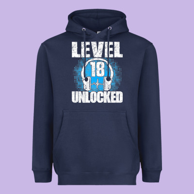 Level 18 Unlocked Birthday 18 Years Gamer Premium T Shirt Heavyweight Hoodie Designed By Floraart
