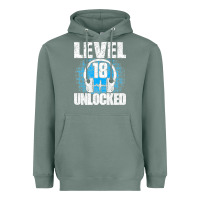 Sage Level 18 Unlocked Birthday 18 Years Gamer Premium T Shirt Heavyweight Hoodie - FloraArt