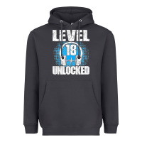 Smoke Level 18 Unlocked Birthday 18 Years Gamer Premium T Shirt Heavyweight Hoodie - FloraArt