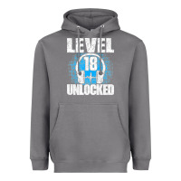 Storm Level 18 Unlocked Birthday 18 Years Gamer Premium T Shirt Heavyweight Hoodie - FloraArt
