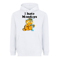 White i hate monday Heavyweight Hoodie - FloraArt