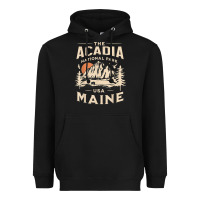 Black acadia national park maine nature hike outdoors vintage t shirt Heavyweight Hoodie - ArtMosaic