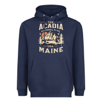 Navy acadia national park maine nature hike outdoors vintage t shirt Heavyweight Hoodie - ArtMosaic