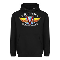 Black Victory Motorcycles Heavyweight Hoodie - ArtMosaic