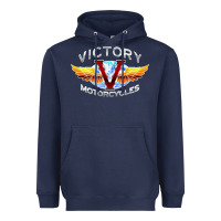 Navy Victory Motorcycles Heavyweight Hoodie - ArtMosaic