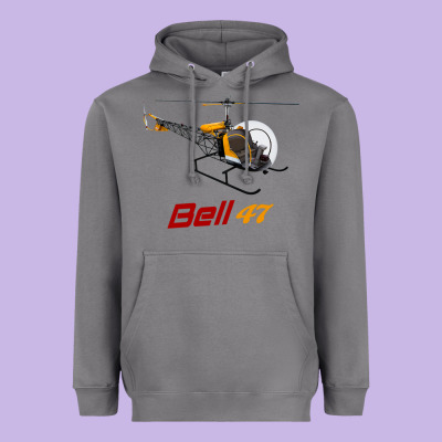 Bell 47 Helicopter Heavyweight Hoodie Designed By Artmosaic