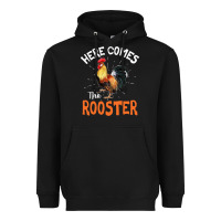 Black Here Comes The Rooster Shirt Chicken Lady Outfit 243 Heavyweight Hoodie - ArtMosaic