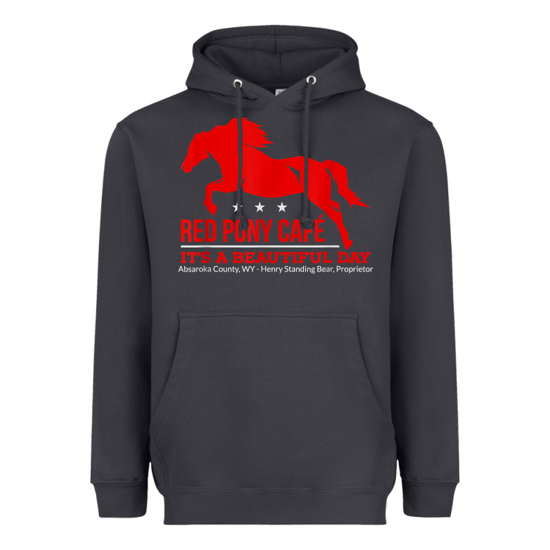 Red Pony Cafe, Funny Cute Horse Lover Heavyweight Hoodie by ArtMosaic | Teevron
