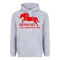 Heather Grey Red Pony Cafe, Funny cute horse lover Heavyweight Hoodie - ArtMosaic