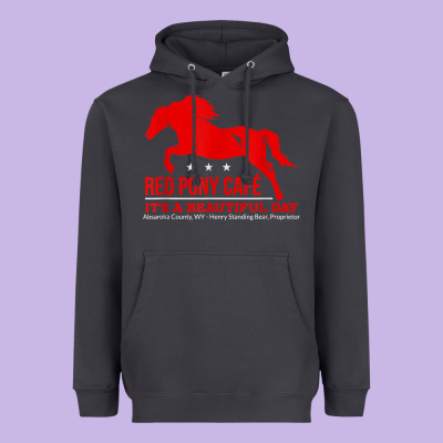 Red Pony Cafe, Funny Cute Horse Lover Heavyweight Hoodie Designed By Artmosaic