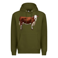 Army Green hereford cow Premium Hoodie - LillyAllenDesigns