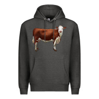 Charcoal Heather hereford cow Premium Hoodie - LillyAllenDesigns