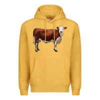 Mustard hereford cow Premium Hoodie - LillyAllenDesigns