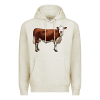 Oatmeal Heather hereford cow Premium Hoodie - LillyAllenDesigns