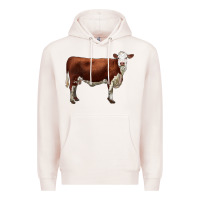 Pale Pink hereford cow Premium Hoodie - LillyAllenDesigns