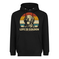 Black Golden Retriever Dog Life is golden retro vintage Heavyweight Hoodie - ArtMosaic