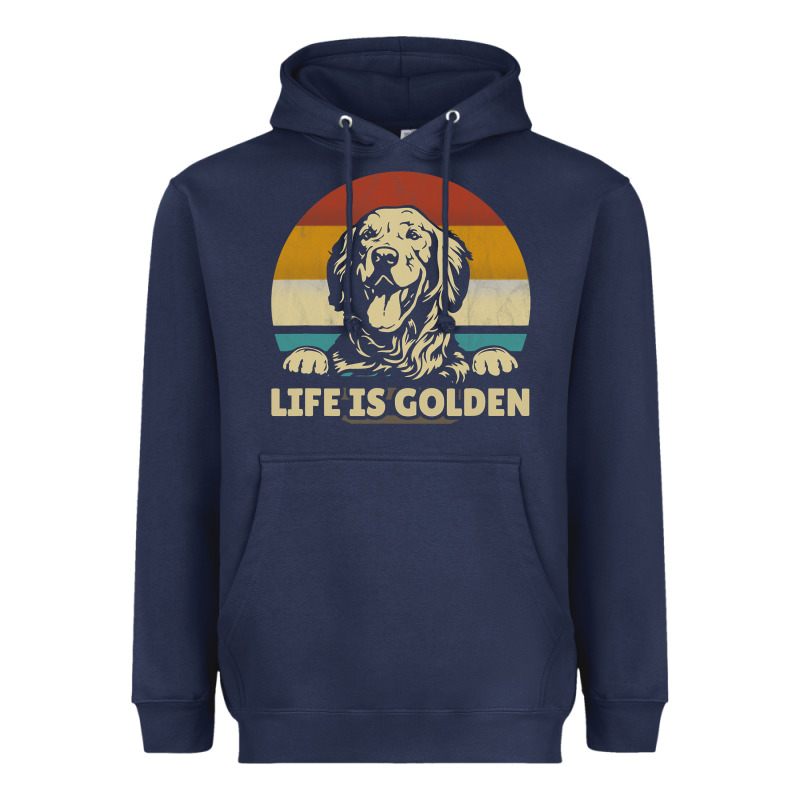 Golden Retriever Dog Life Is Golden Retro Vintage Heavyweight Hoodie by ArtMosaic | Teevron