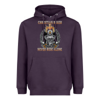 Plum jesus christian biker never ride alone Heavyweight Hoodie - ArtMosaic