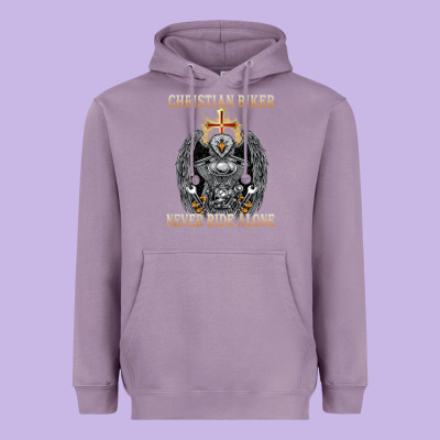 Jesus Christian Biker Never Ride Alone Heavyweight Hoodie Designed By Artmosaic
