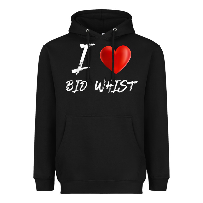 I Love Heart Bid Whist Card Game T Shirt Heavyweight Hoodie by ArtMosaic | Teevron