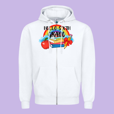 Back To School Hello Sixth Grade 3200x2400 Zipper Hoodie Designed By Adodesignshop